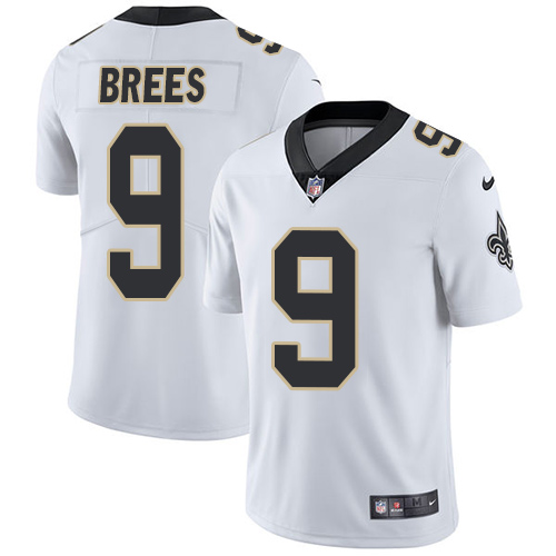 Nike Saints #9 Drew Brees White Men's Stitched NFL Vapor Untouchable Limited Jersey